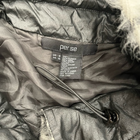 [US8]Per Se Faux Fur Angora Wool Blend Harrington Tweed Gray Short Jacket - Picture 2 of 9